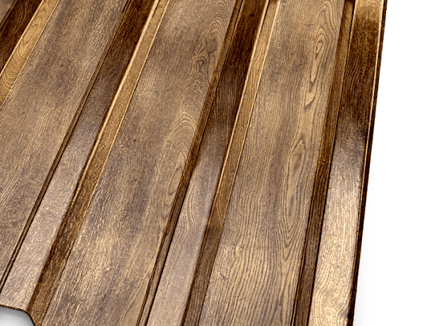 Профнастил стальной стеновой односторонний волна гладкий античный дуб С18 0,5х18х1150х1187 мм ТУ 1122-079-02494680-01 фото